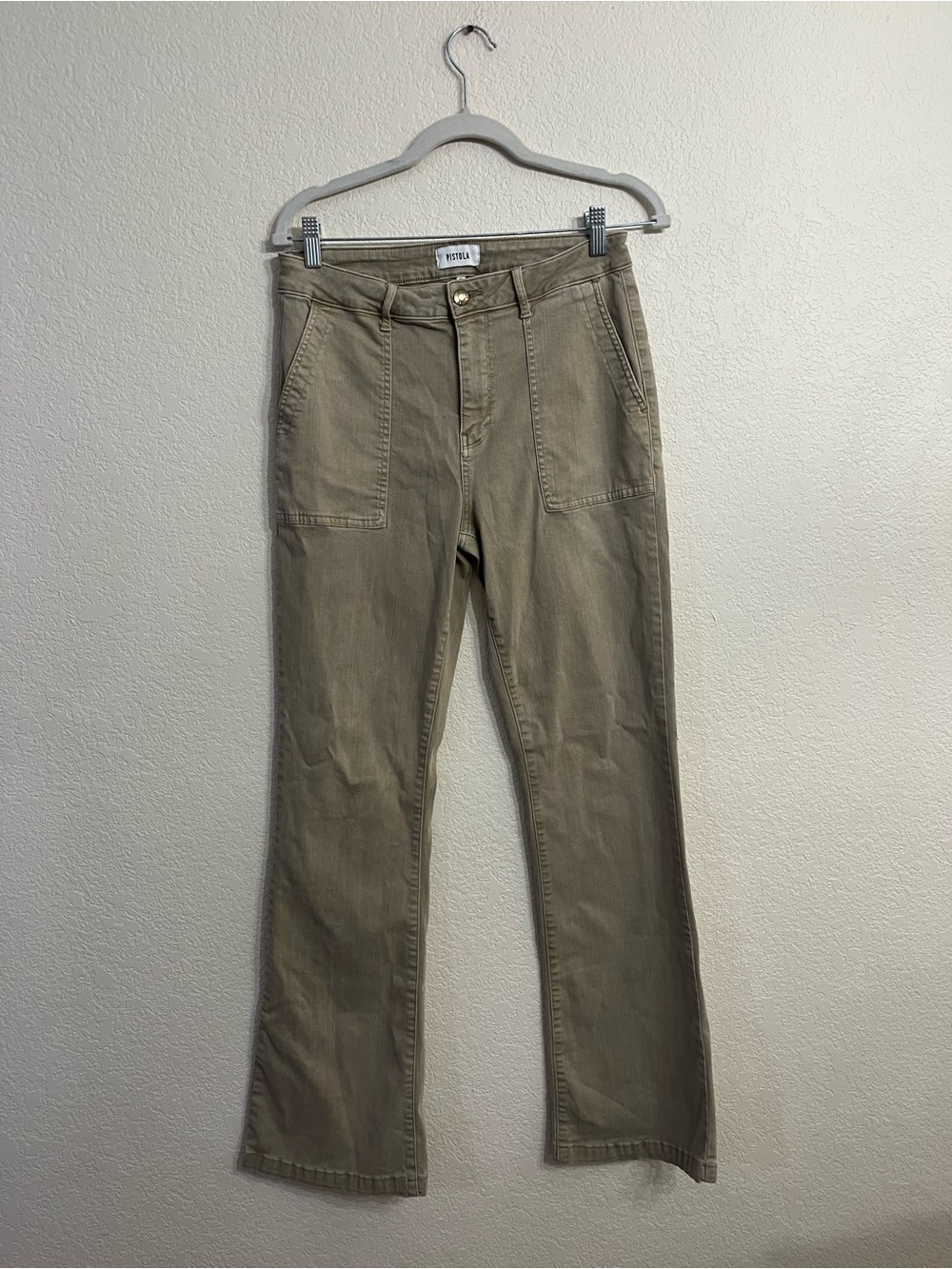 Wide leg/ flare utility pant pistola Olive Green/ tan  Flare Jeans